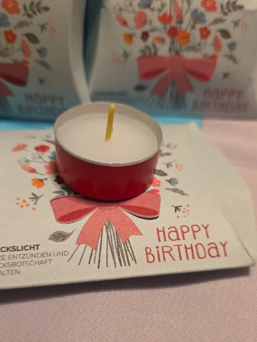 Happy Birthday Floral Cake Candles - Pink & Orange- NWT- German